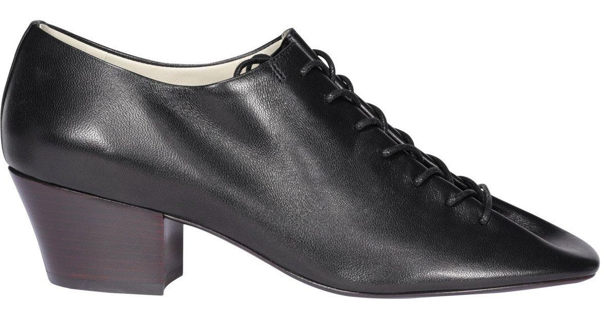 Lemaire Black Leather Squared Toe Lace Up Shoes - US Size: 10 - Lyst