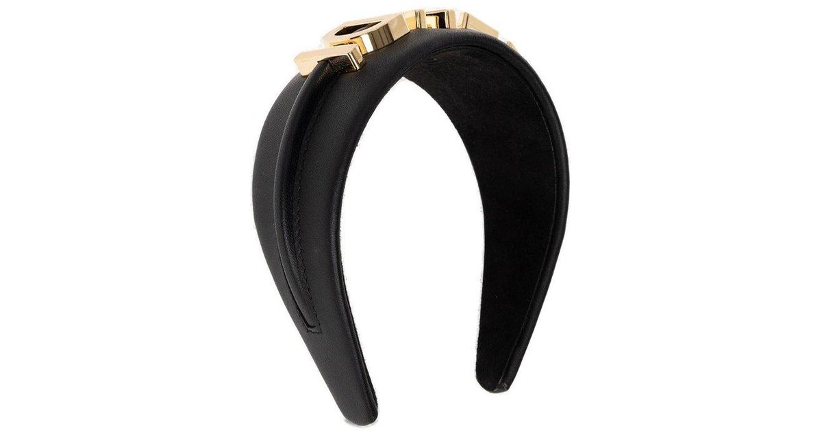 Fendi Leather Headband in Black Lyst