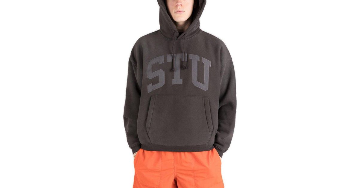 Stussy Stu Relaxed Hoodie in Gray for Men | Lyst