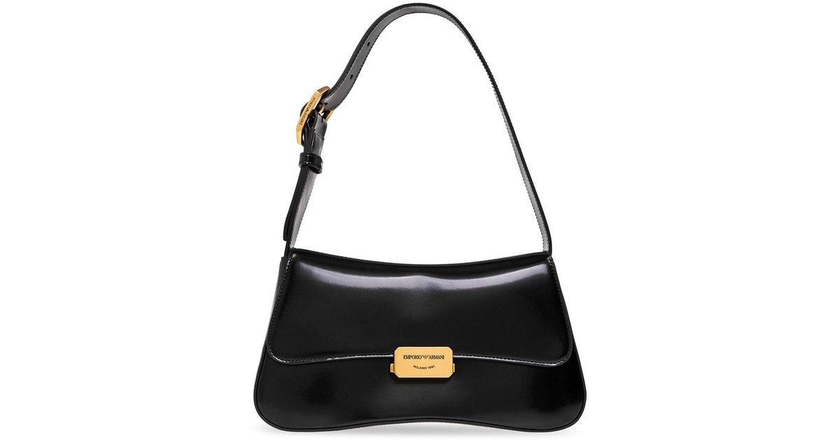 Emporio Armani Shoulder Bag With Logo in Black | Lyst Australia