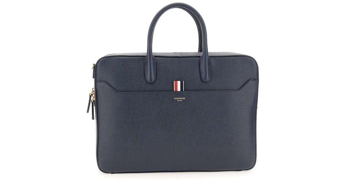 Thom Browne Logoprint Top Handle Laptop Bag in Blue for Men Lyst