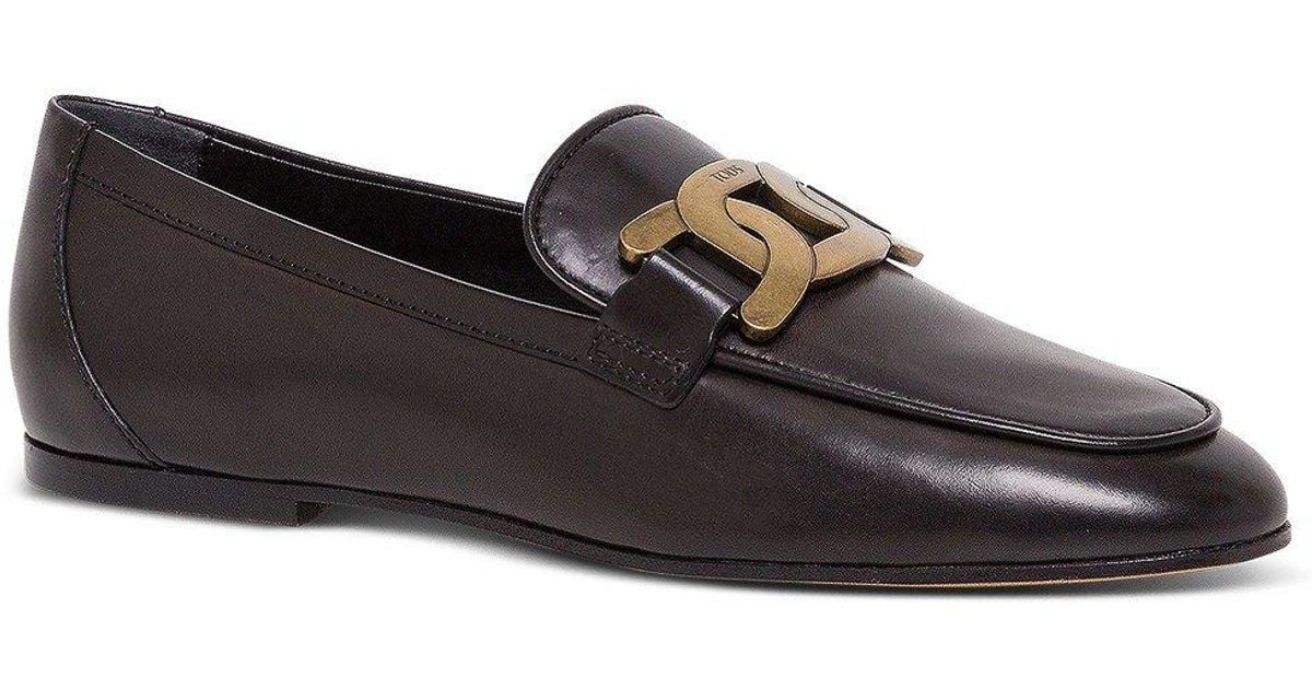 Tod's Leather Kate Loafers in Black Lyst
