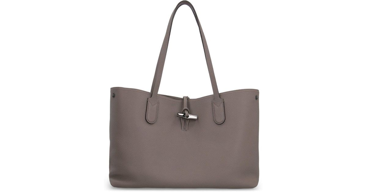 Longchamp Leather Roseau Essential Shoulder Bag in Grey (Grey) Lyst UK