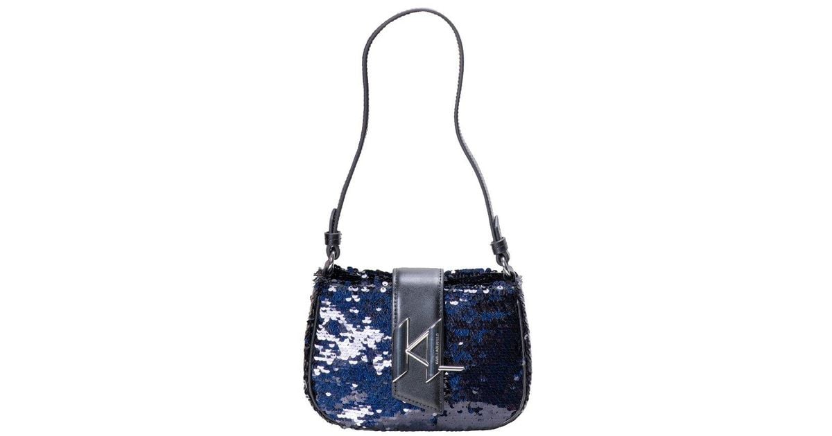 Karl Lagerfeld K/evening Sequin-embellished Shoulder Bag in Blue