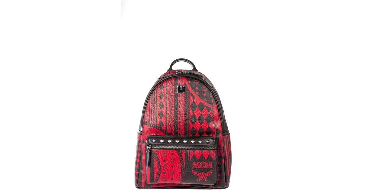 MCM Red Medium Backpack. Custom hand-painted Snoopy one of a kind.
