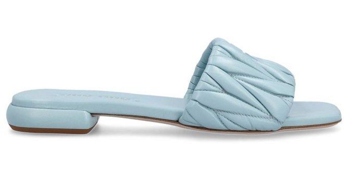 サンダル・ミュール MIU MIU Blue Fabric Sandals Miu Miu EVA Ankle Strap 85mm Sandals | Blue | FARFETCH
