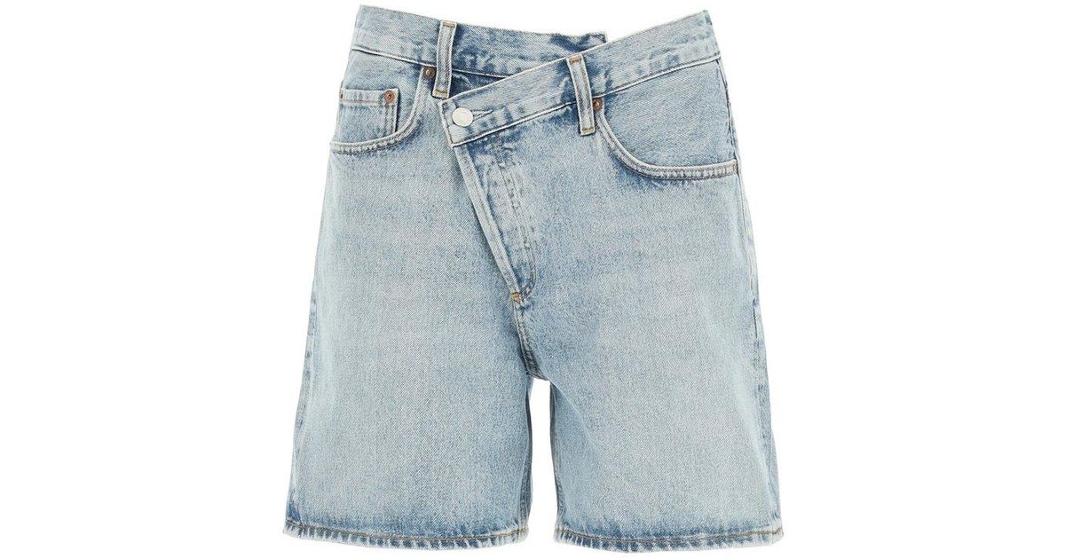 Agolde Criss Cross Denim Shorts in Blue 