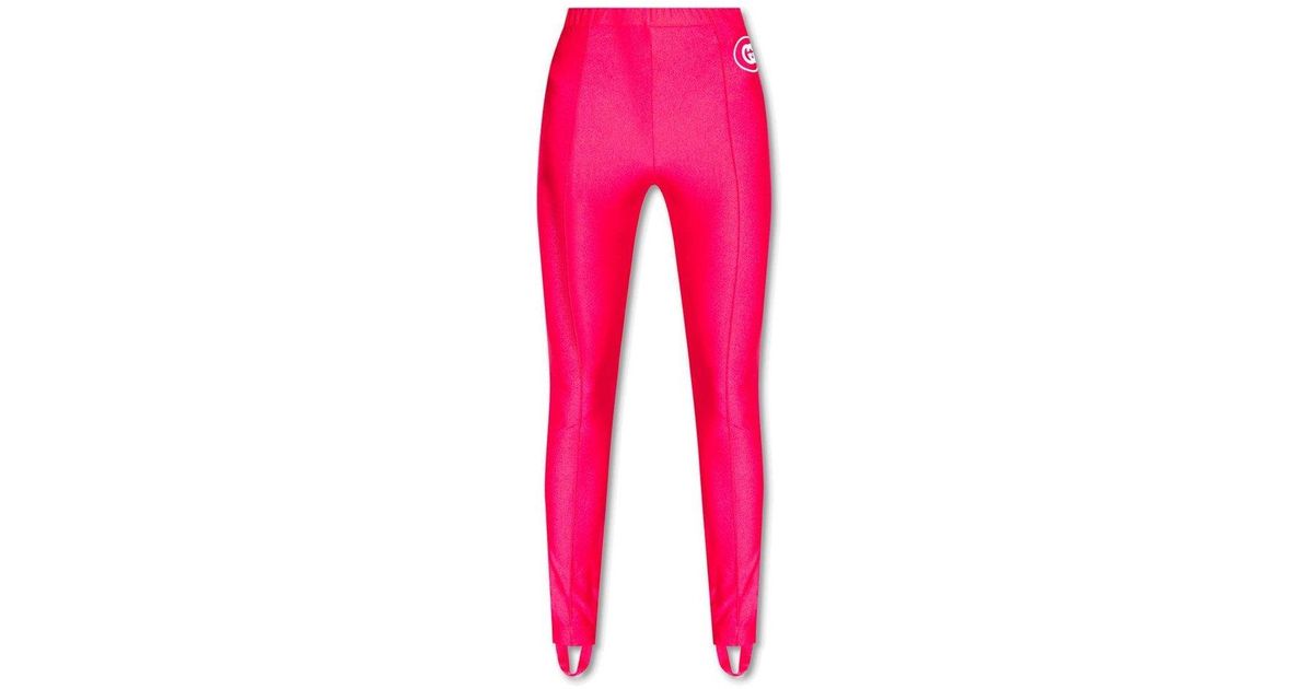 Gucci Interlock G Logo Print Stirrup Cuff Leggings in Pink | Lyst