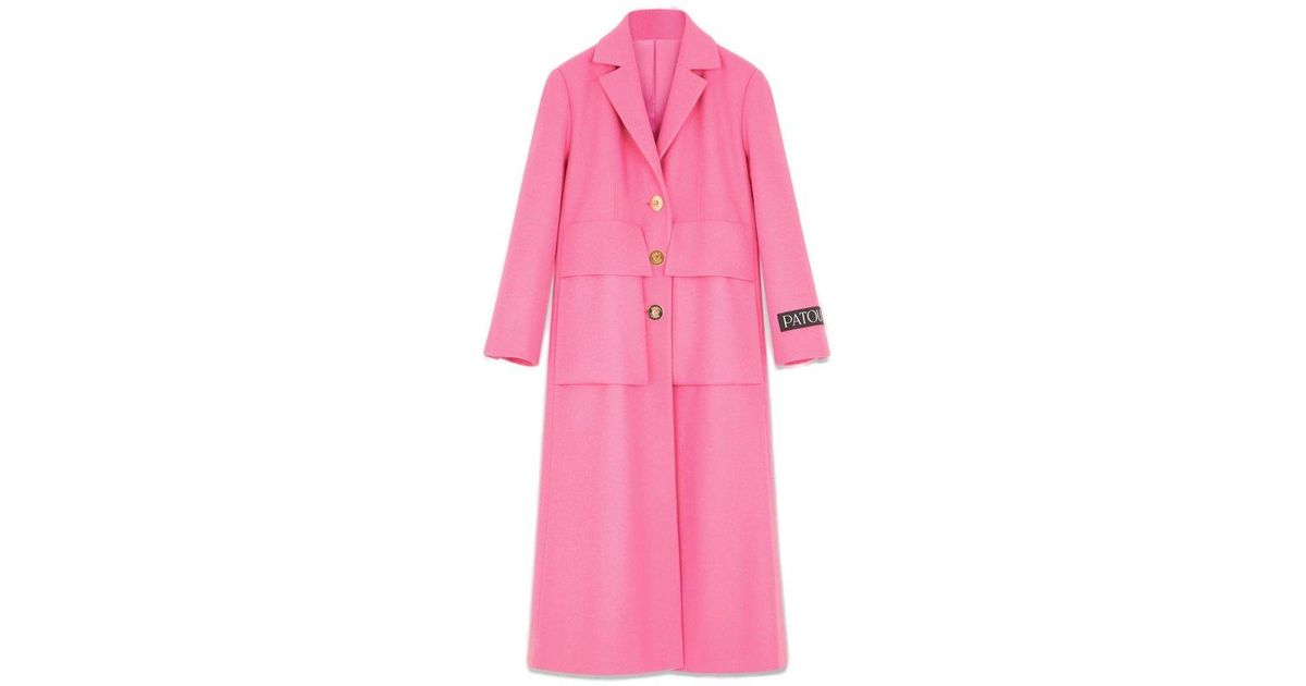 Patou Pocket Detailed Single Breasted Coat in Pink | Lyst