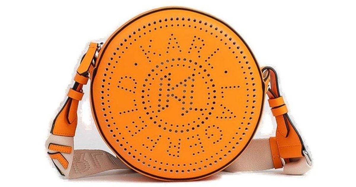 Karl Lagerfeld Logo-perforated Circle Shoulder Bag in Orange | Lyst