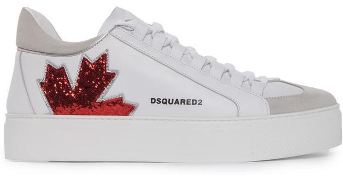 DSquared² Leather Maple Leaf Sneakers 