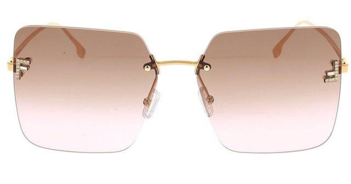 Fendi Square Frameless Sunglasses in Black | Lyst