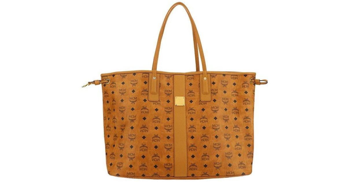 Mcm Large Liz Reversible Tote Bag - Brown