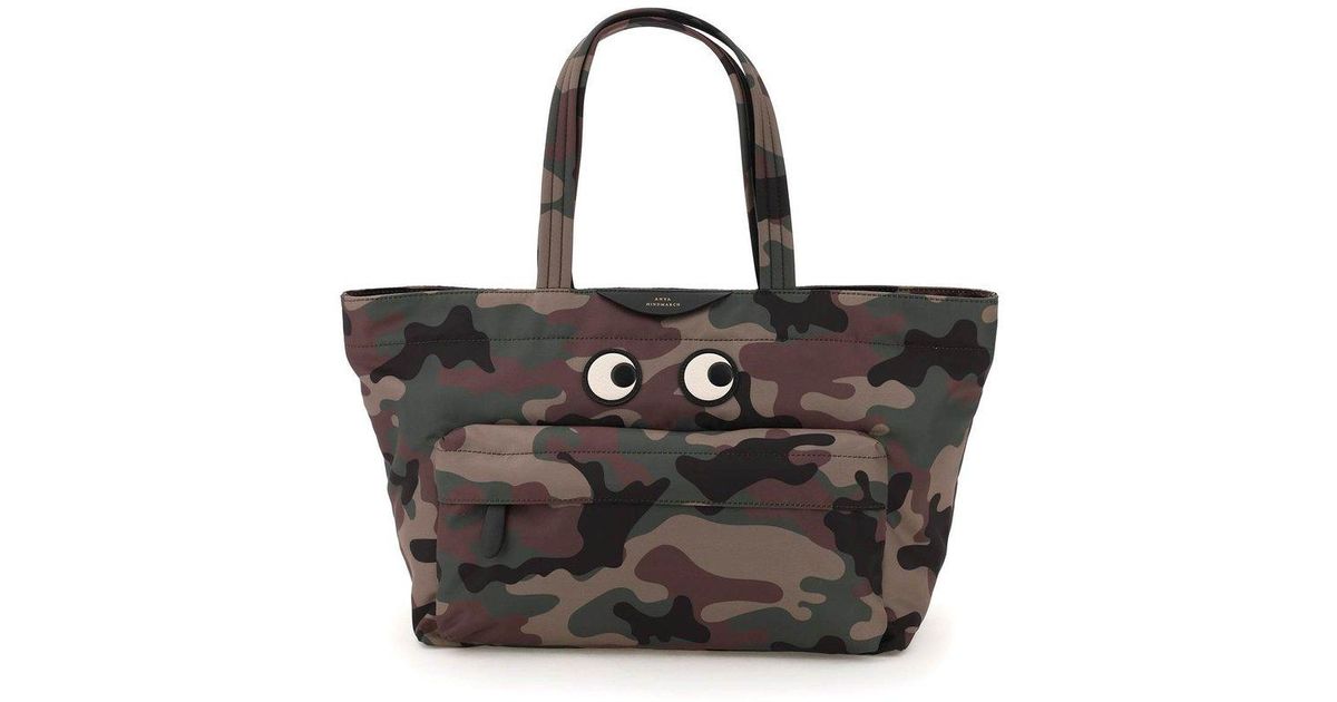 Anya Hindmarch Synthetic Camo Eyesmotif Detail Tote Bag in Black