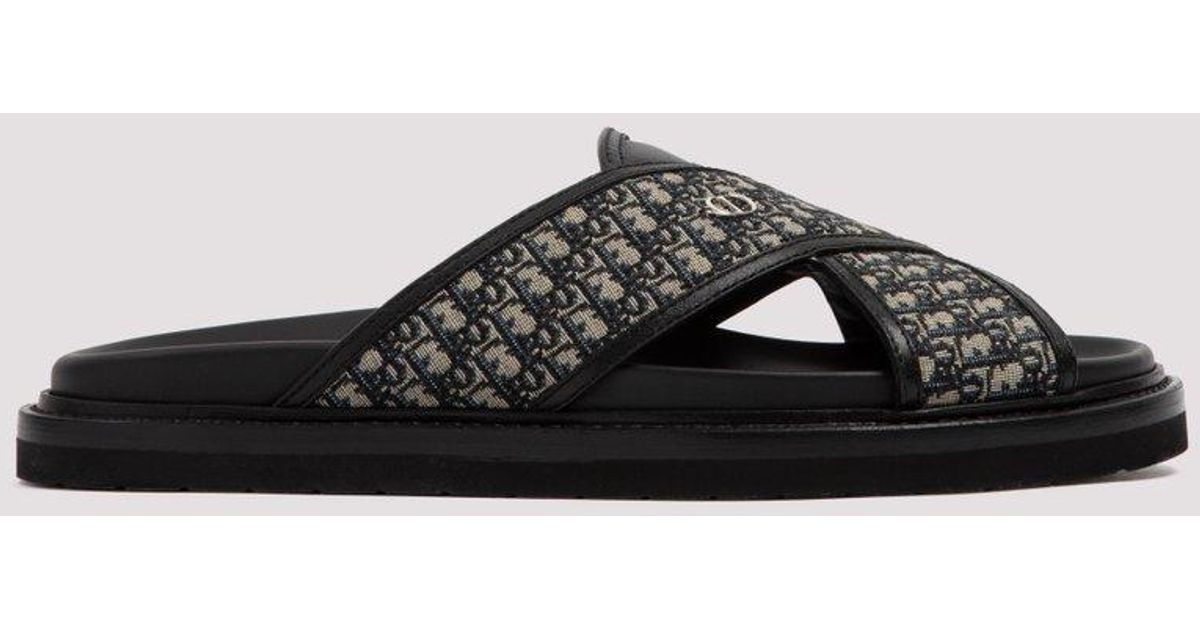 Dior Aqua Dior Oblique Jacquard Sandals in Black for Men Lyst