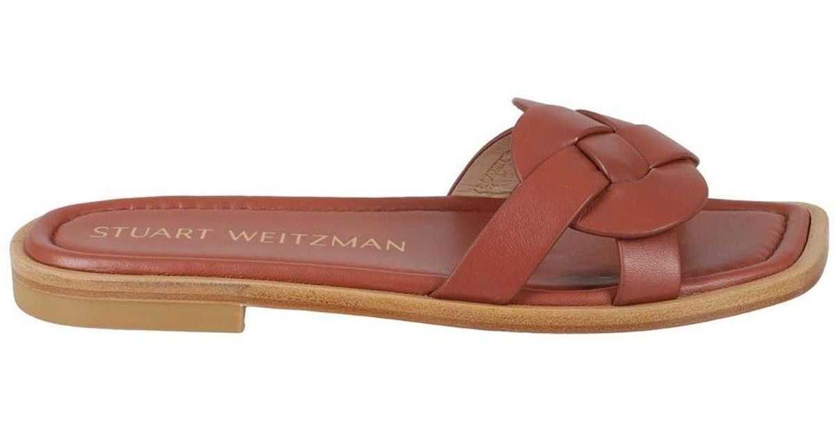 stuart weitzman sierra woven leather flat sandals