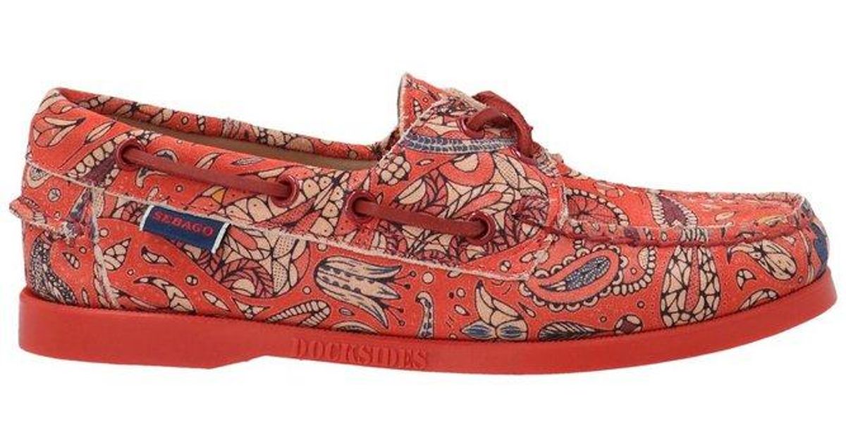 Sebago Docksides Paisley Printed Loafers in Red Lyst