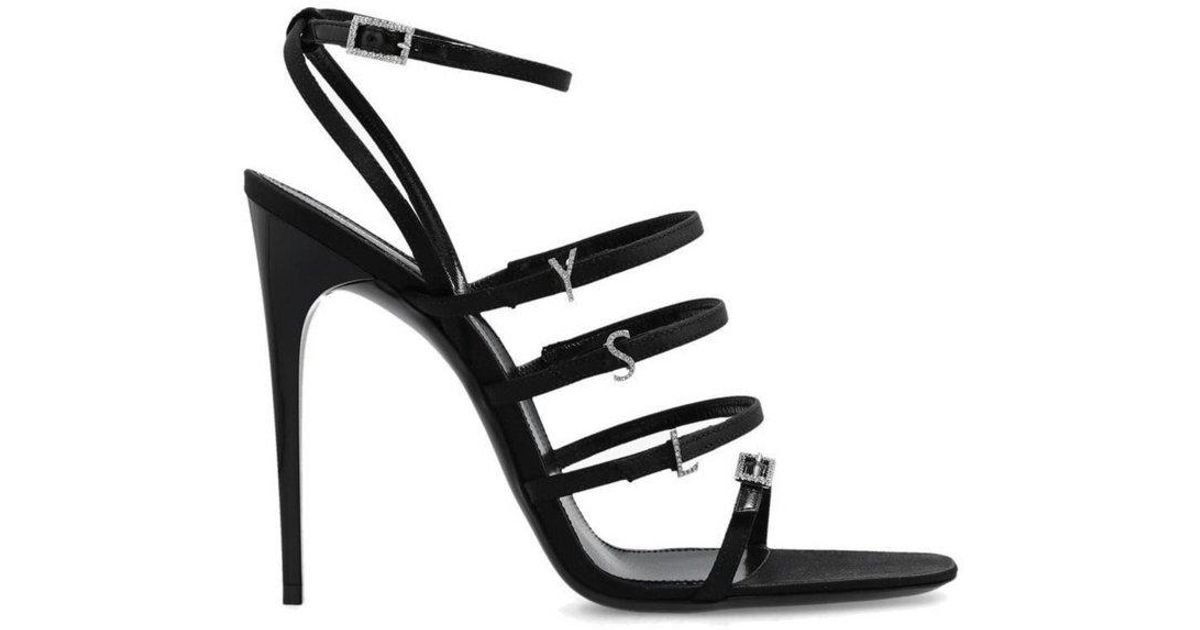 Saint Laurent Jerry Heeled Sandals in Black | Lyst