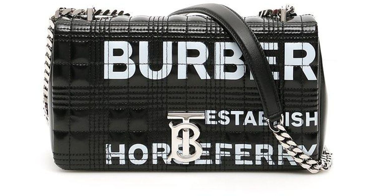 Burberry Leather Lola Horseferry Print Small Shoulder Bag in Black