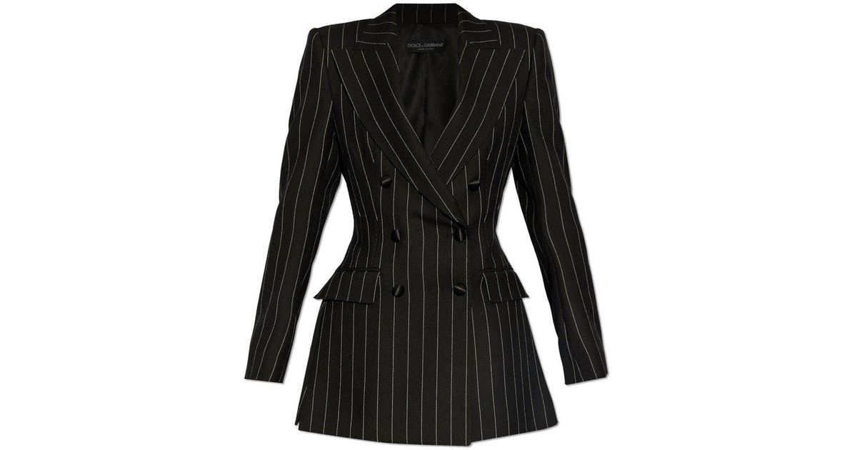 ジャケット Dolce&Gabbana Double-breasted black pinstriped jacket Dolce & Gabbana Pinstripe Suit Jacket | Sendegaro US