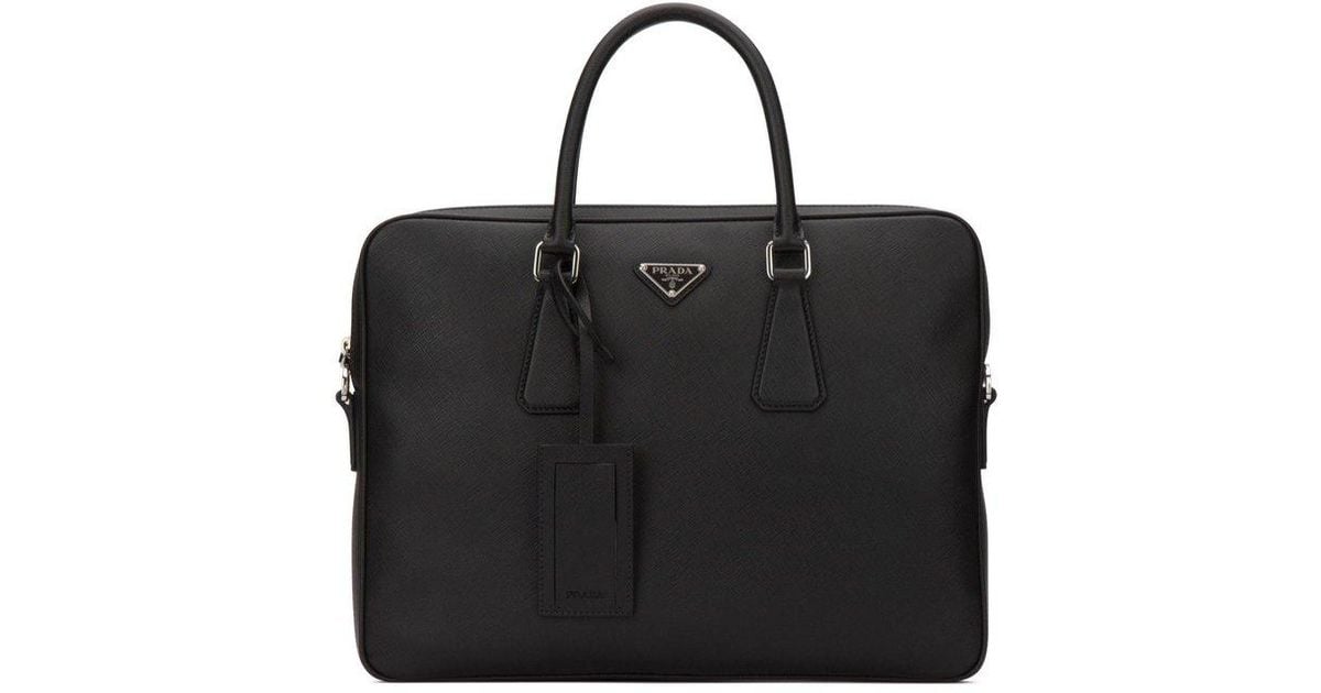 Prada Classic Briefcase in Black for Men | Lyst