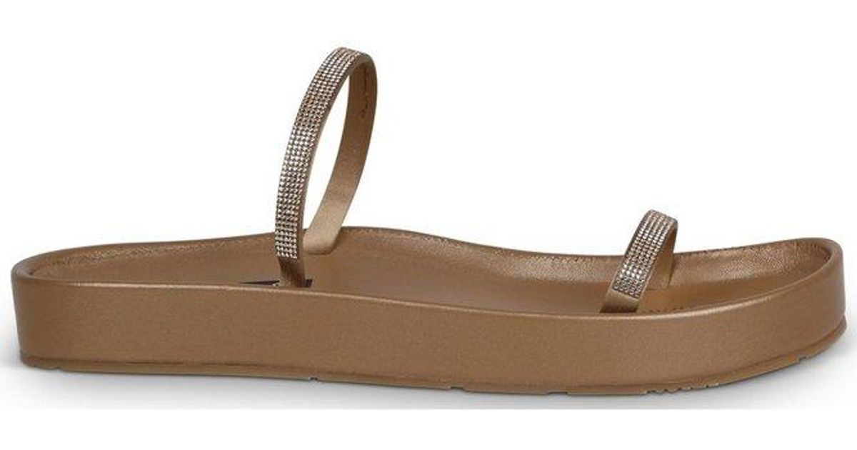 Pedro Garcia Alania Embellished Slip-on Sandals in Brown | Lyst