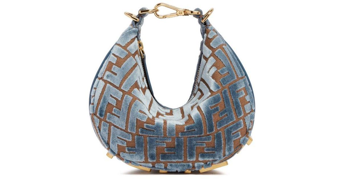 【関税＆送料込み】Fendi Mon Tresor Jacquard Ff Velvet Mini Fendi Graphy Ff Jacquard Velvet Mini Tote Bag in Blue | Lyst