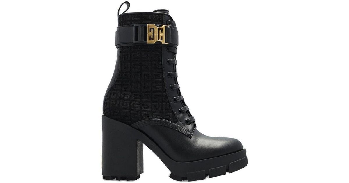 Givenchy Terra 4g Monogram Heeled Ankle Boots in Black | Lyst