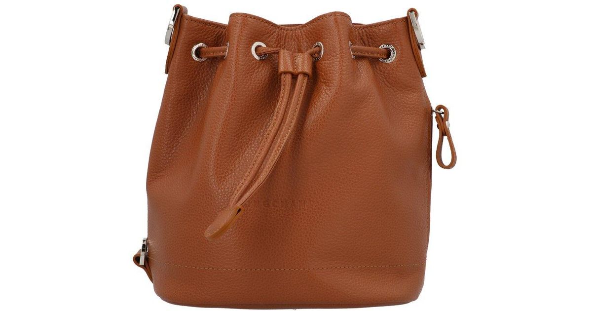 Longchamp Le Foulonné Small Bucket Bag in Brown