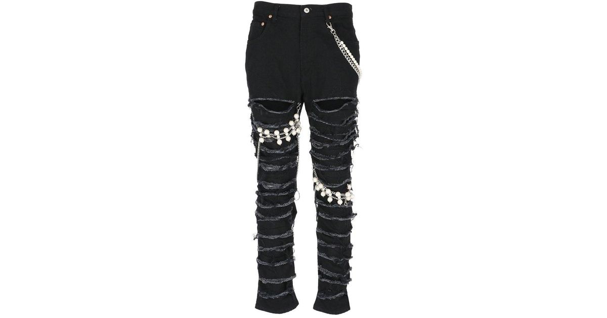 Junya Watanabe X Comme Des Garcons Distressed Chain Embellished Pants ...