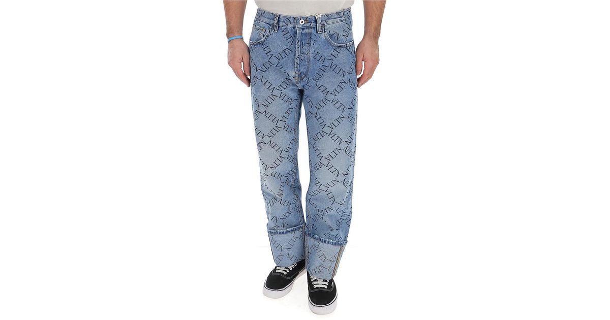 Valentino Denim Vltn Grid Jeans in Blue for Men | Lyst