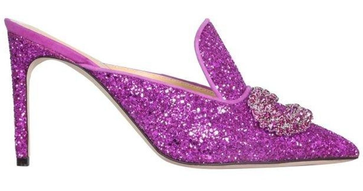 Giannico Daphne Glitter Pumps in Purple | Lyst