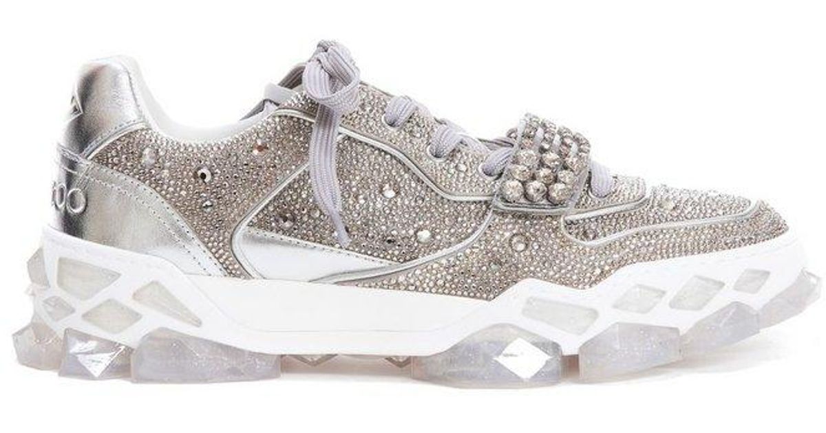 Jimmy Choo Leather Diamond X Strap/m Sneakers in Silver (Metallic) for