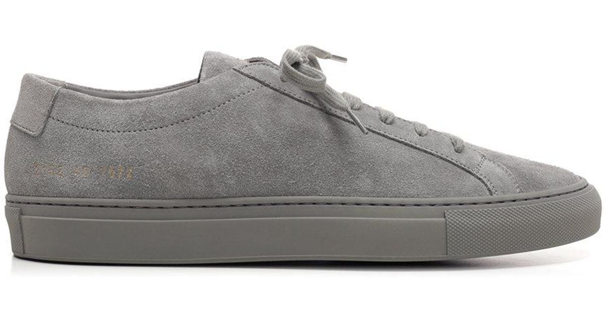 Common Projects Achilles Grey Suede Sneakers in Gray for Men | Lyst