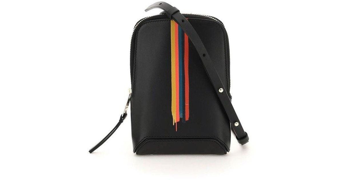 Paul Smith Painted Stripe Phone Holder Mini Bag in Black for Men | Lyst