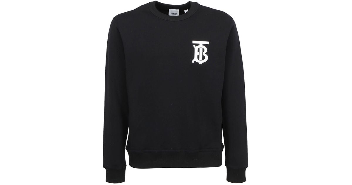 Burberry Cotton Embroidered Tb Sweatshirt in Black for Men Lyst