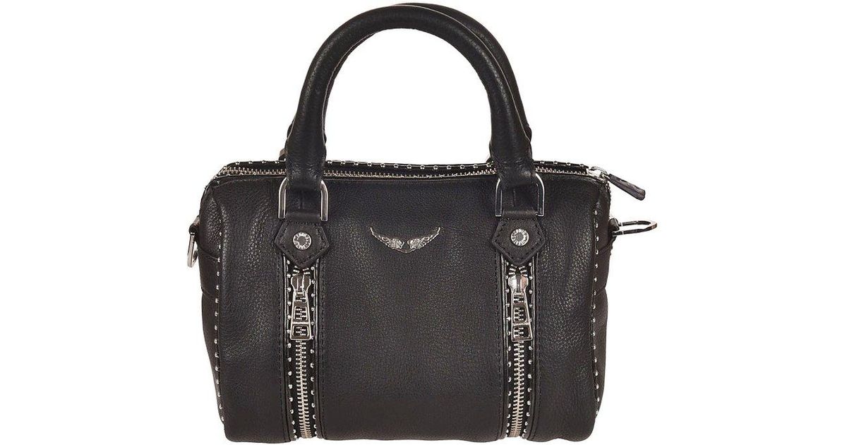 Zadig & Voltaire Leather Xs Sunny Stud Embellished Tote Bag in Black