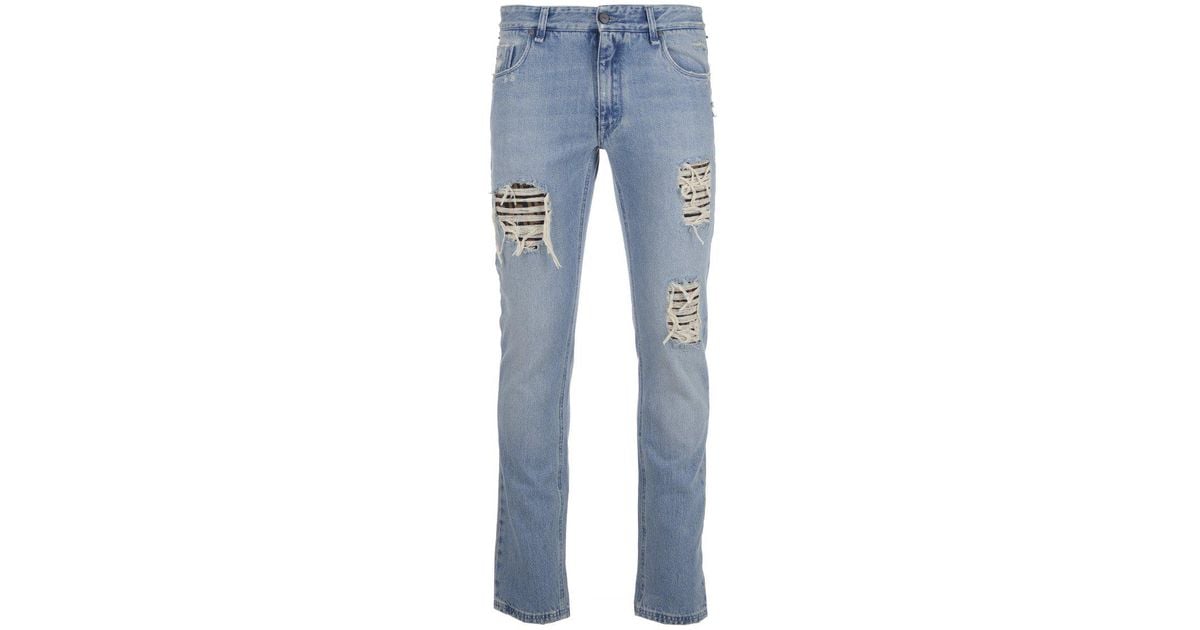 Fendi Distressed Ripped Jeans in Blue for Men | Lyst