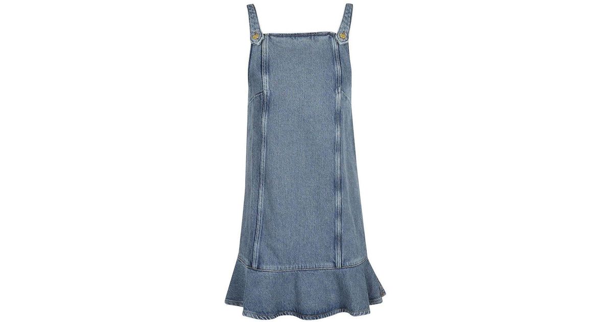 24AW【GANNI】Square Neck Denim Mini Dress Ganni Square Neck Denim Mini Dress in Blue | Lyst