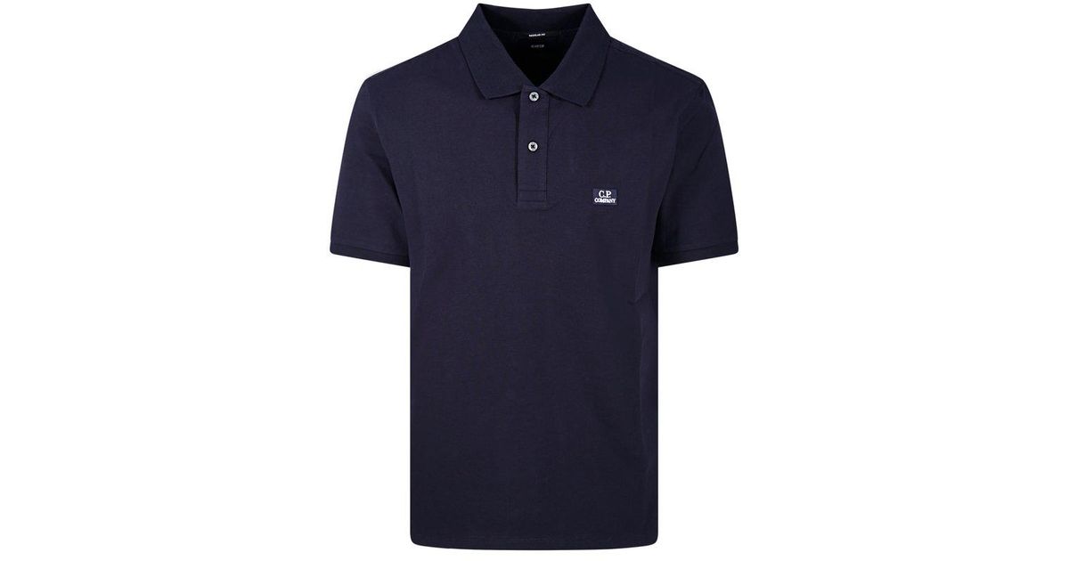 C.P. Company Logo Patch Polo Shirt in Blue for Men | Lyst