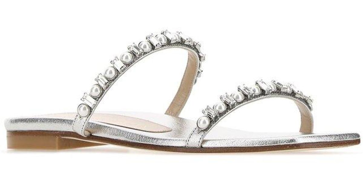 stuart weitzman aleena embellished leather slides