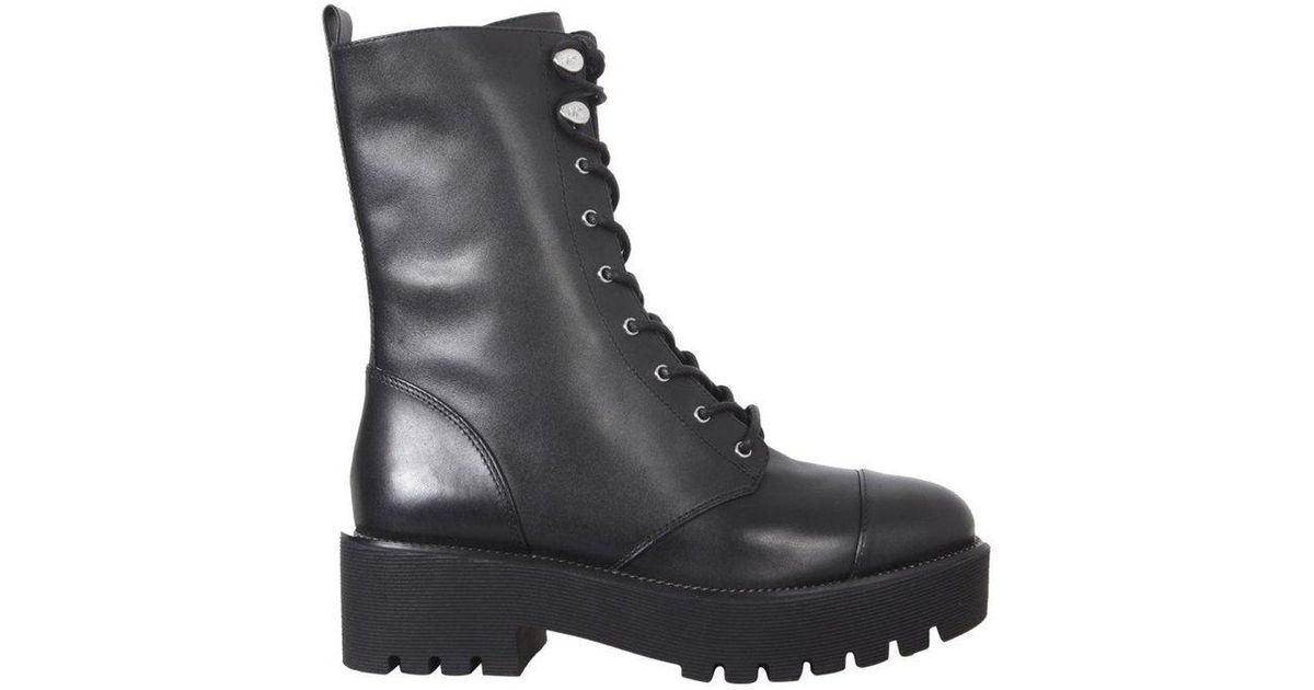 bryce leather and logo platform combat boot