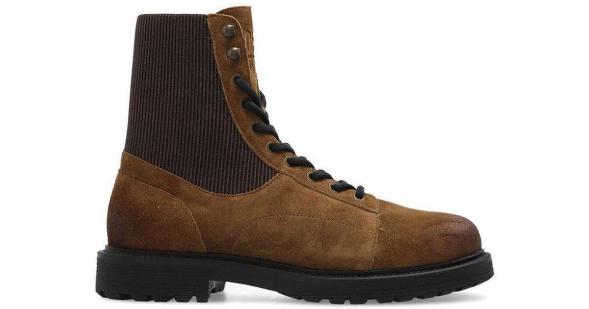 DIESEL D-alabhama Bt Ribbed-panel Combat Boots in Brown for Men | Lyst UK