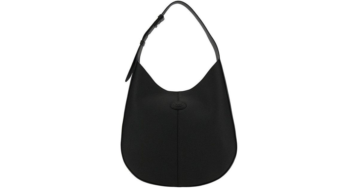 Tod's Oboe Logo Patch Medium Shoulder Bag in Black Lyst