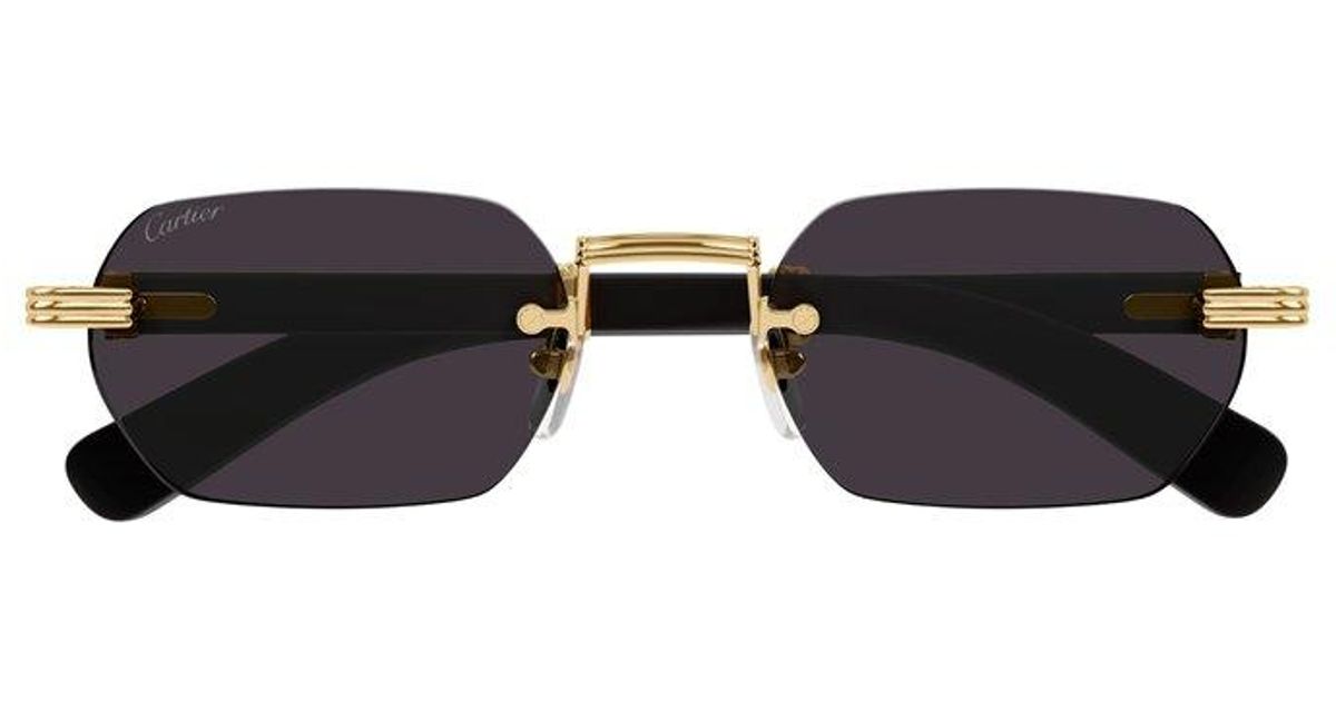 Cartier Rectangle Frame Sunglasses in Black Lyst Canada