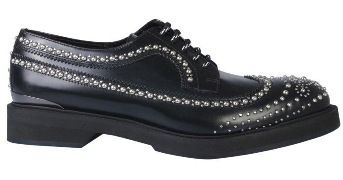 Alexander McQueen Leather Studded Lace-up Shoes in Black for Men - Lyst