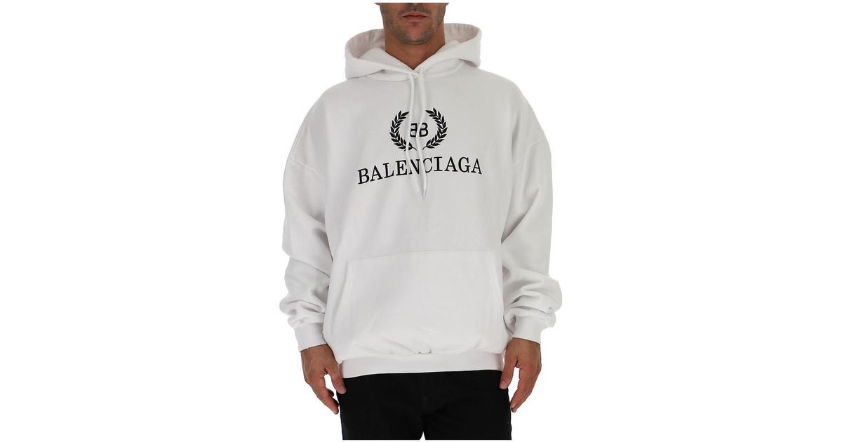Balenciaga Logo Wreath Hoodie in White for Men - Lyst