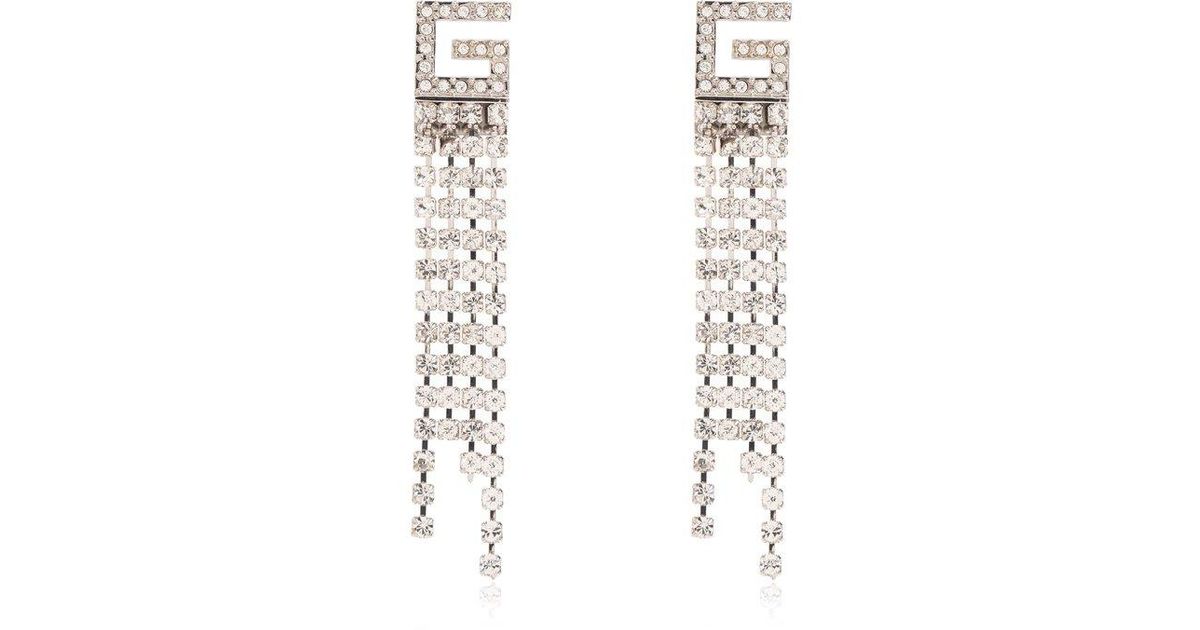 Gucci Earrings With Crystal Fringes, in White Lyst