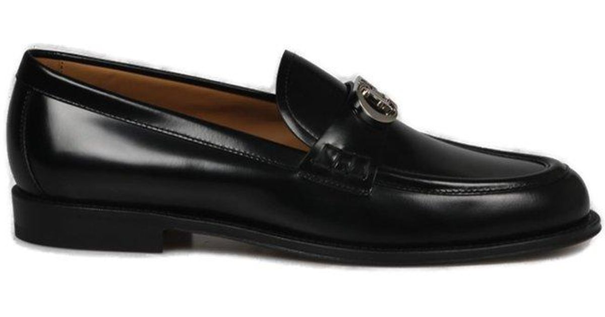Dior Logo Plaque Slipon Loafers in Black for Men Lyst