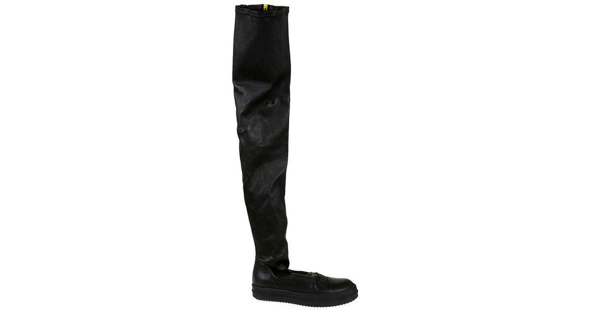 Rick Owens Mid Thigh Height Stocking Sneak Boots in Black | Lyst